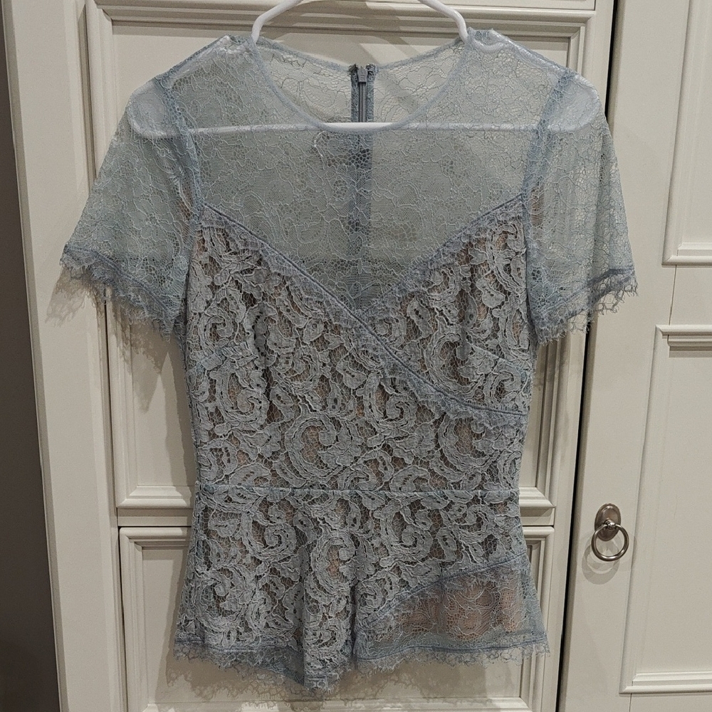 Elegant Lace Blue Top